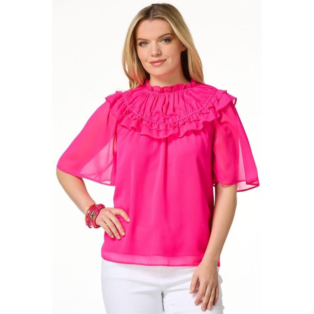 Cato Pink Ruffle Blouse
